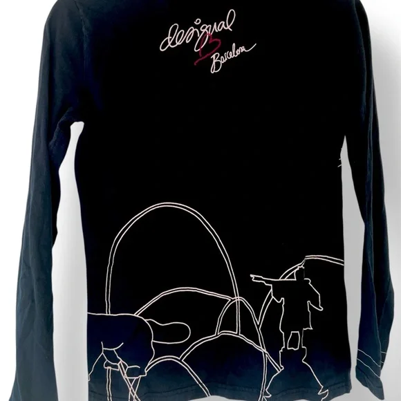 Rare Desigual Barcelona Embroidered Long Sleeve Top | Y2K Euro Streetwear L - Picture 2 of 14